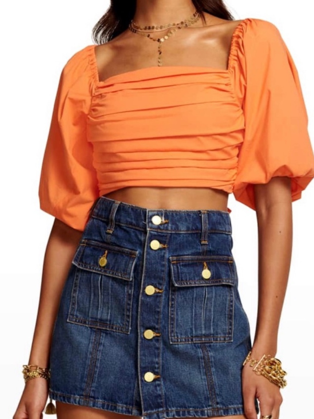 Ramy Brook Parker Tie Back Top (Orange; Medium)